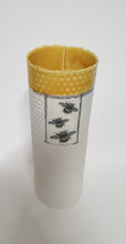 Load image into Gallery viewer, Straight vase with yellow rim and bees