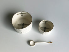 Load image into Gallery viewer, Ramekin dish with gold lustre rim and Insect illustration