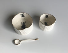 Load image into Gallery viewer, Ramekin dish with gold lustre rim and Insect illustration