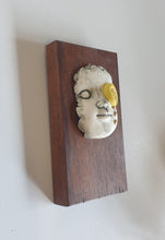 Load image into Gallery viewer, Block head doll, yellow button eye with gold dribble
