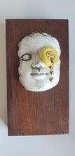 Load image into Gallery viewer, Block head doll, yellow button eye with gold dribble
