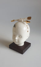 Load image into Gallery viewer, The artist, porcelain doll with porcelain brushes and dribbled gold lustre.
