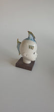 Load image into Gallery viewer, Porcelain doll fishy head with gold lustre, blue and yellow with texture
