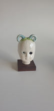 Load image into Gallery viewer, Doll Head,  blue green ram horn doll with damsel fly tattoo..:)

