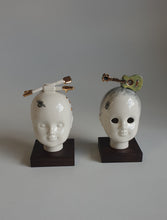 Load image into Gallery viewer, Porcelain doll with guitar and beetle aka 'The Beetles'!
