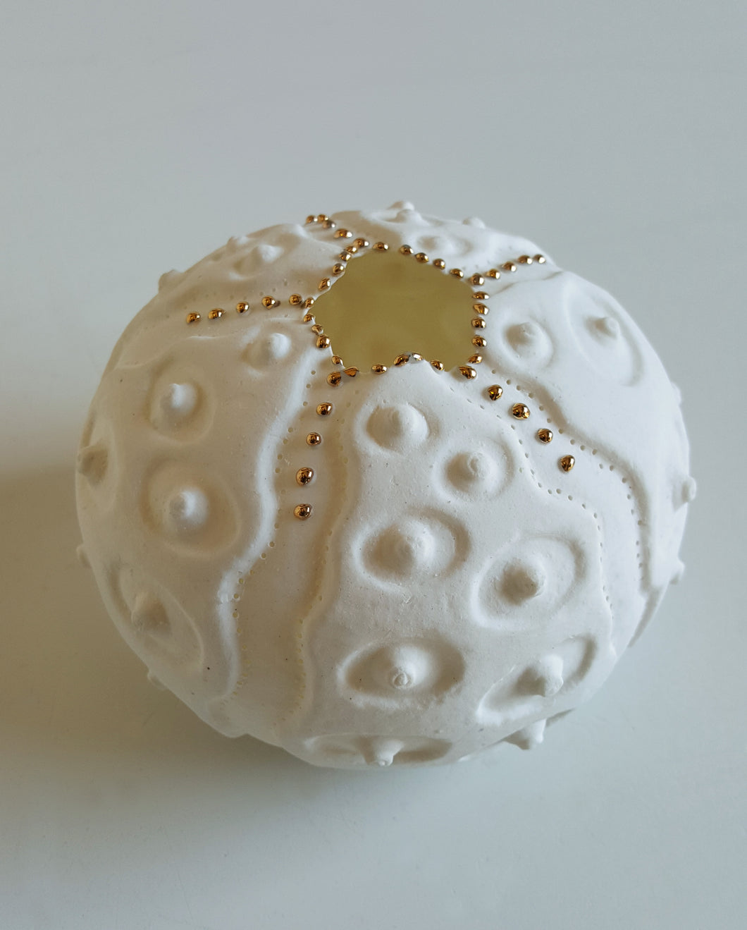 Round Porcelain Urchin with 24 carat gold dribble