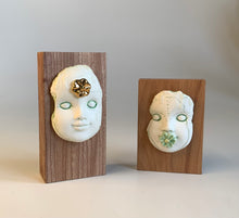 Load image into Gallery viewer, Block head doll face with 24carat gold flower
