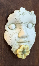 Load image into Gallery viewer, Block head doll face with yellow flower
